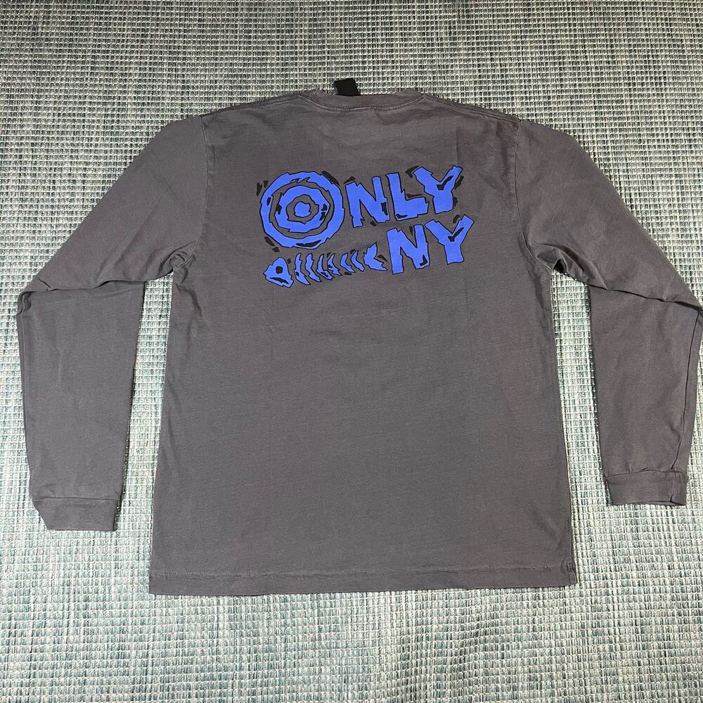 Only NY Fish Bone Longs Sleeve‎ T Shirt Gray Adult Sz XS New